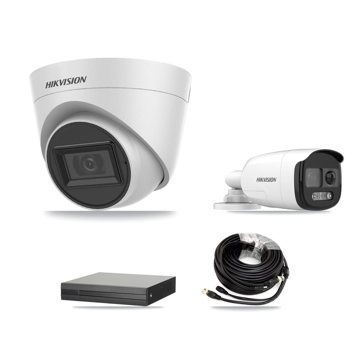 Hikvision 8-Channel 5MP CCTV Kit — 2 Bullet + 4 White Turret Cameras + 8TB Recording (XVR-3108HS Recorder)