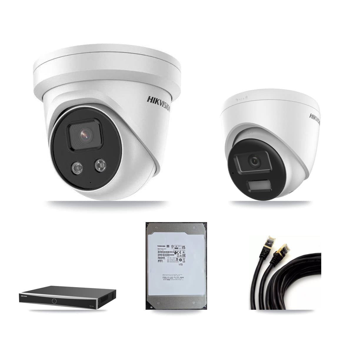 Hikvision 16-Channel 5MP – 4K CCTV Kit — 5 4K + 11 5MP Turret Cameras + 2× 14TB Recording (DS-7616NXI Recorder)