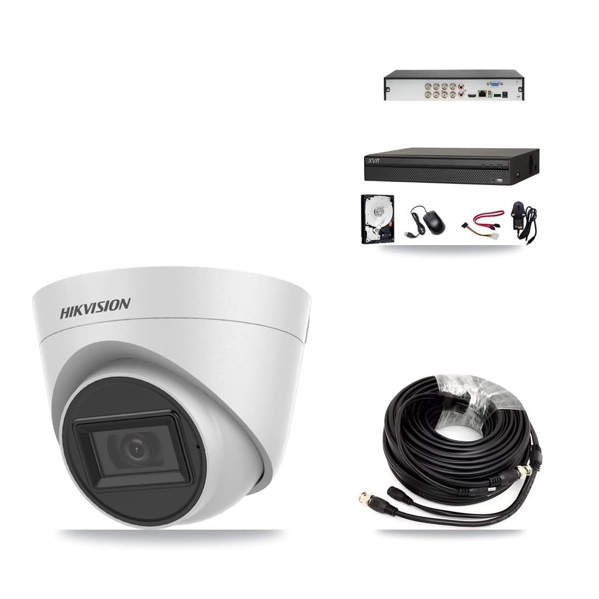 Hikvision & Dahua 8-Channel 5MP CCTV Kit — 2 White Turret Cameras + 3TB Recording (XVR-3108AD Recorder)