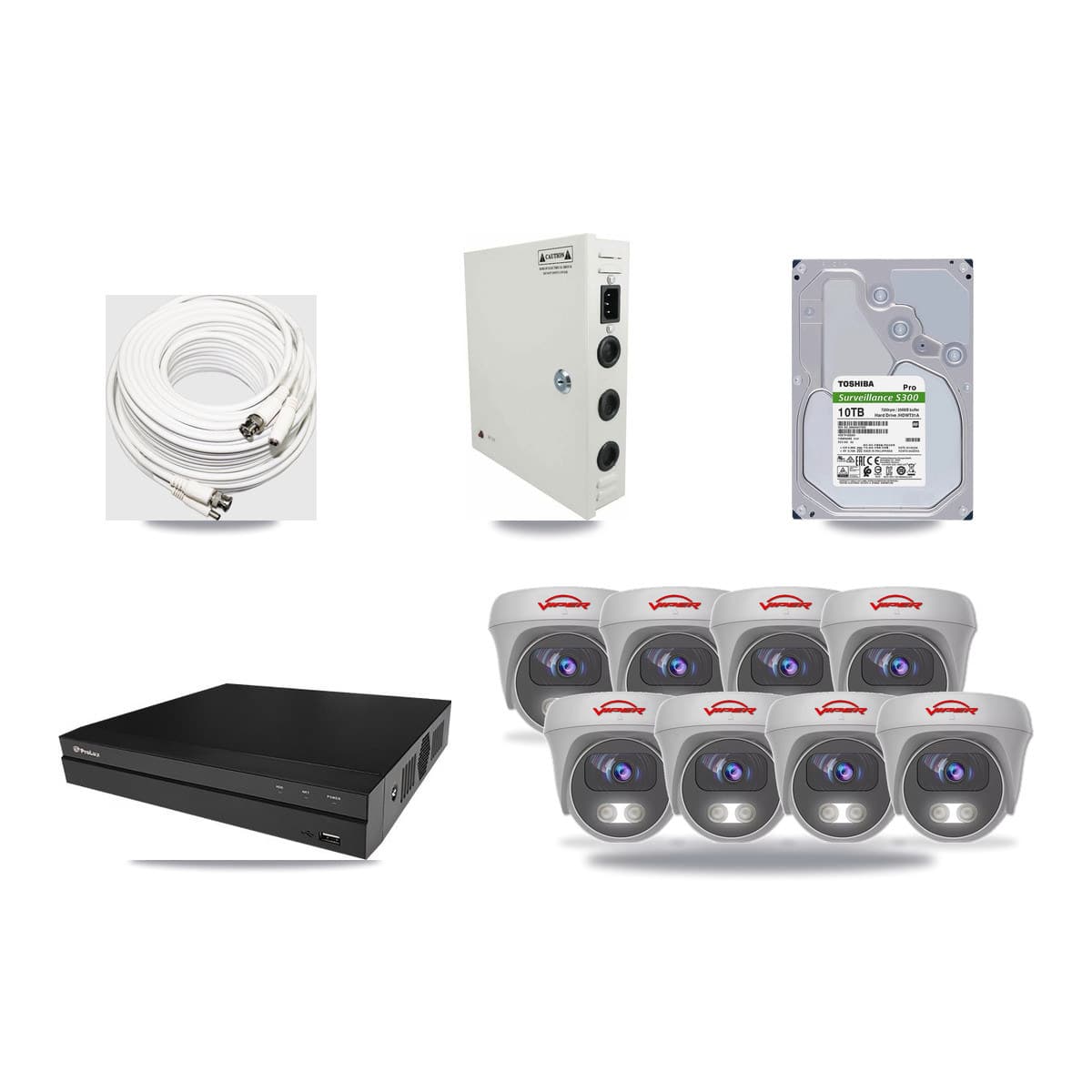 Prolux 8-channel CCTV kit: 8 cameras (8× 5MP Camera), 10TB hard drive