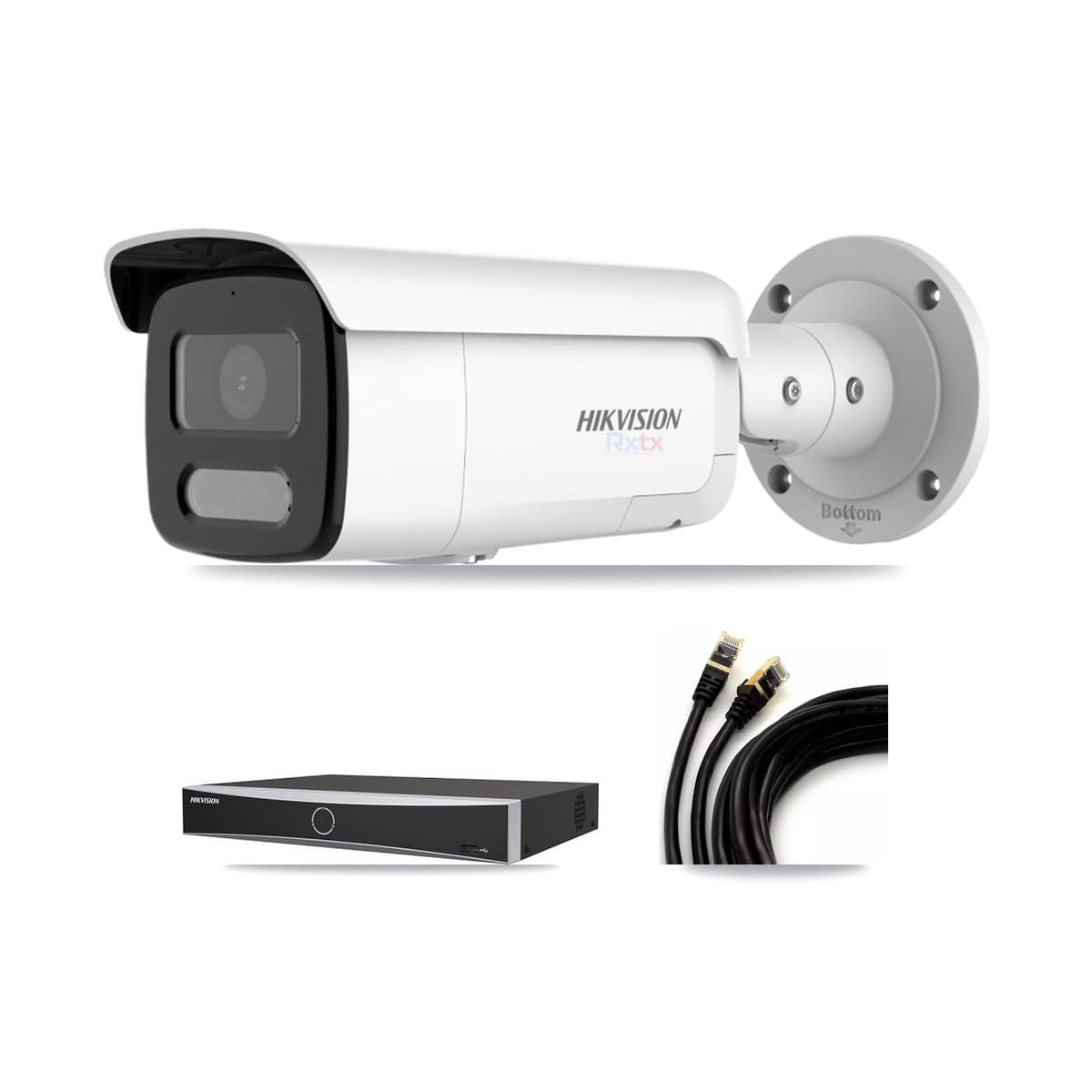 Hikvision 4-Channel 4K CCTV Kit — 3 White Bullet Cameras + 8TB Recording