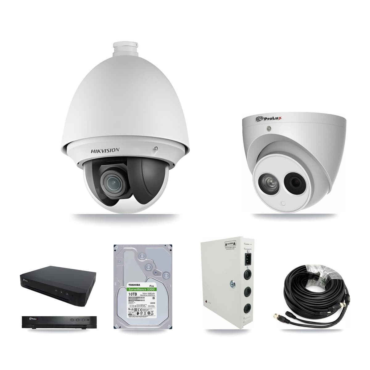 Hikvision & Prolux 16-Channel 2MP – 4MP CCTV Kit — 15 2MP PTZ + 1 4MP Turret Cameras + 10TB Recording (PXD-8216 Recorder)