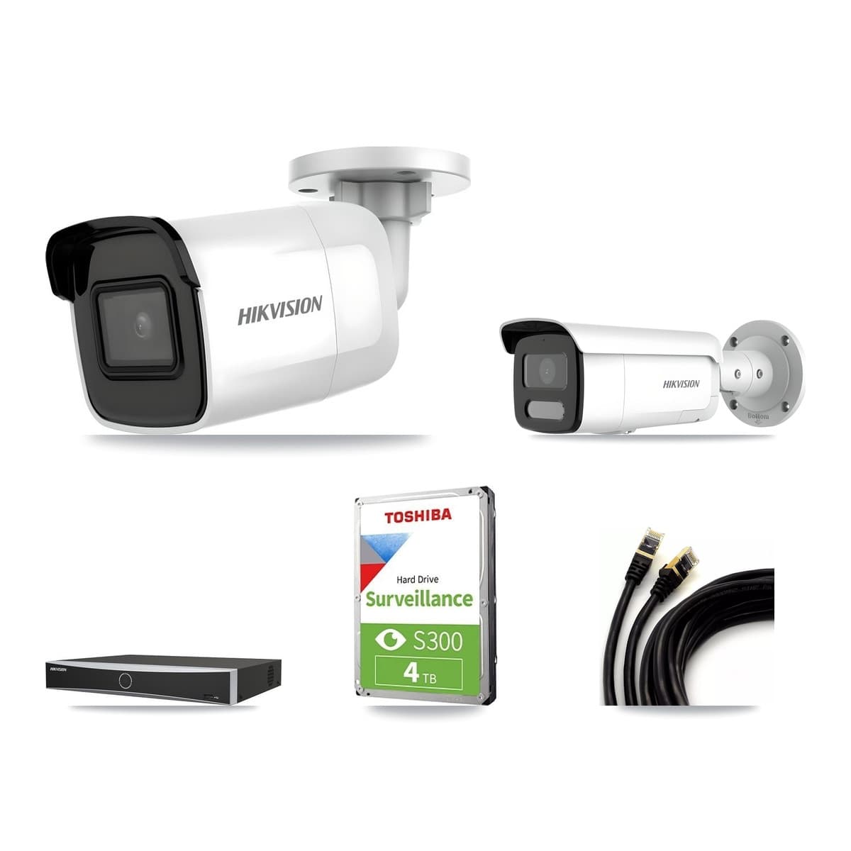 Hikvision 4-Channel 4MP – 4K CCTV Kit — 1 4K + 1 4MP Bullet Cameras + 4TB Recording - Image 1