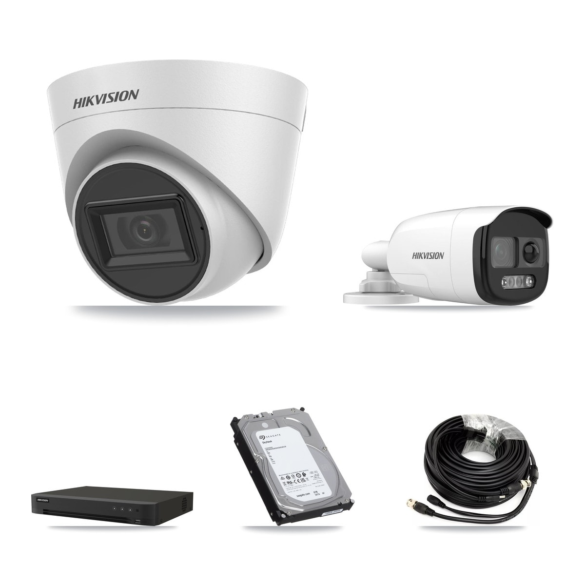 Hikvision 16-Channel 5MP CCTV Kit — 1 Bullet + 7 White Turret Cameras + 6TB Recording - Image 1