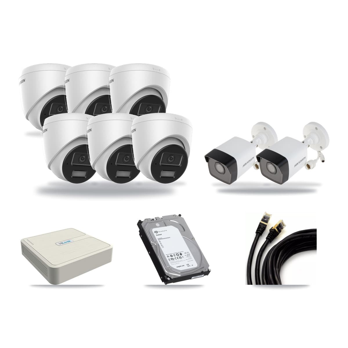 Hikvision & HiLook 8-Channel 4MP – 5MP CCTV Kit — 2 5MP Bullet + 6 4MP Turret Cameras + 6TB Recording - Image 1
