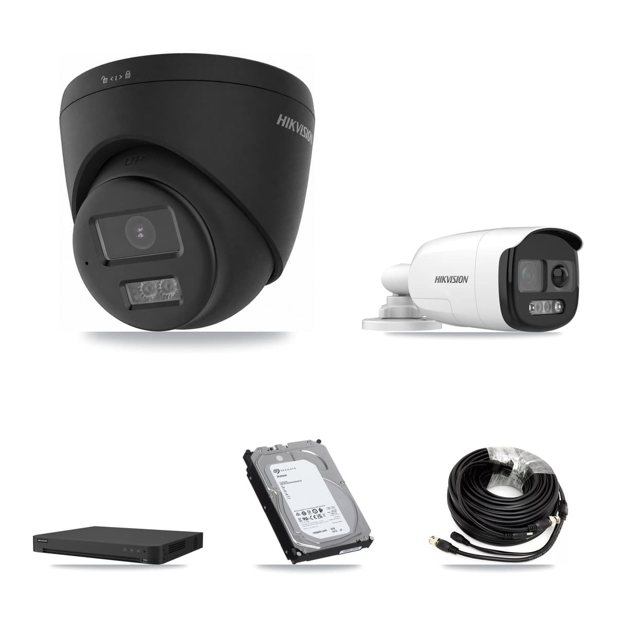 Hikvision 16-Channel 5MP – 4K CCTV Kit — 1 5MP Bullet + 7 Black 4K Turret Cameras + 6TB Recording