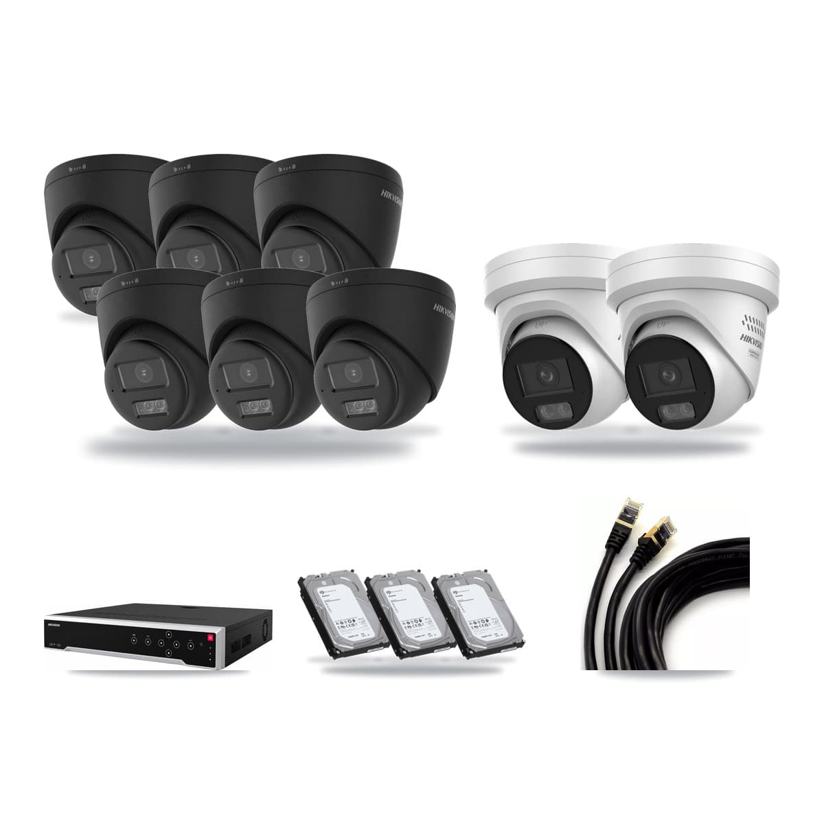 Hikvision 32-Channel 4MP – 4K CCTV Kit — 6 Black 4K + 2 4MP Turret Cameras + 3× 6TB Recording - Image 1