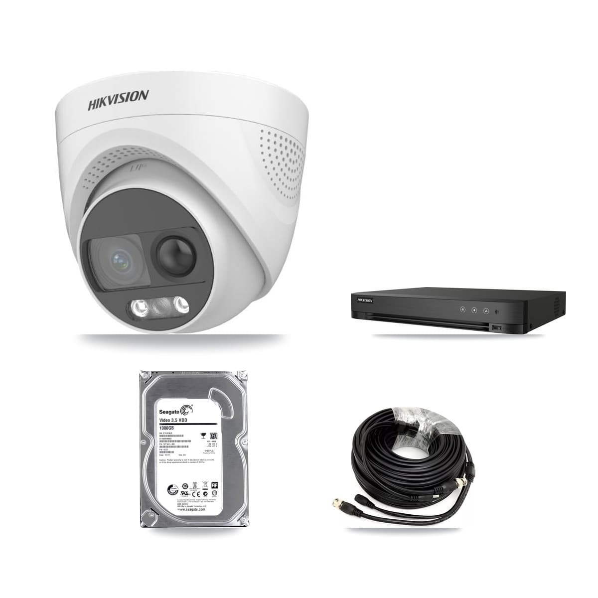 Hikvision 4-Channel 5MP CCTV Kit — 2 DS-2CE72KF3T Turret Cameras + 1TB Recording (IDS-7204HQHI Recorder) - Image 1