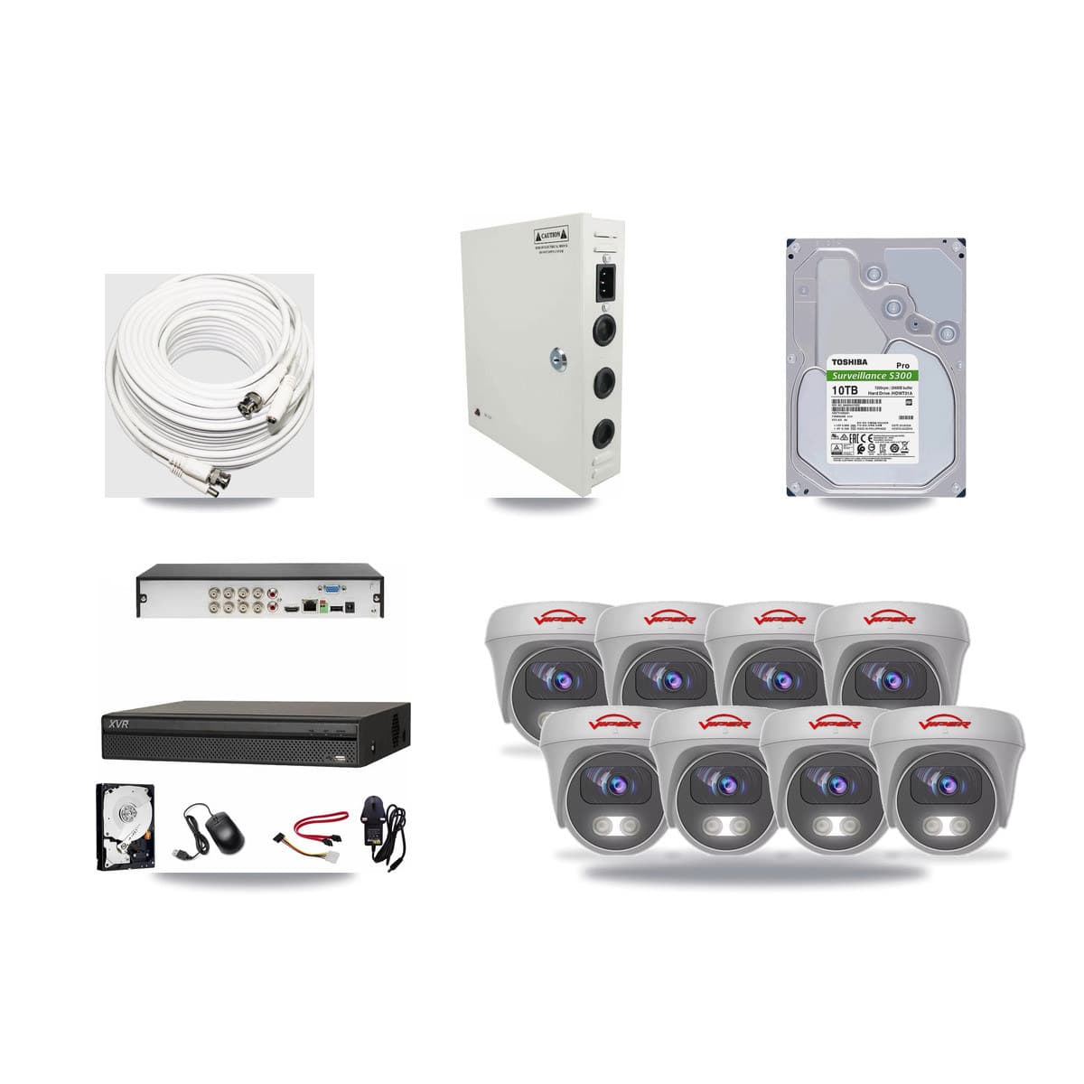 Dahua 8-channel CCTV kit: 8 cameras (8× 5MP Camera), 10TB hard drive