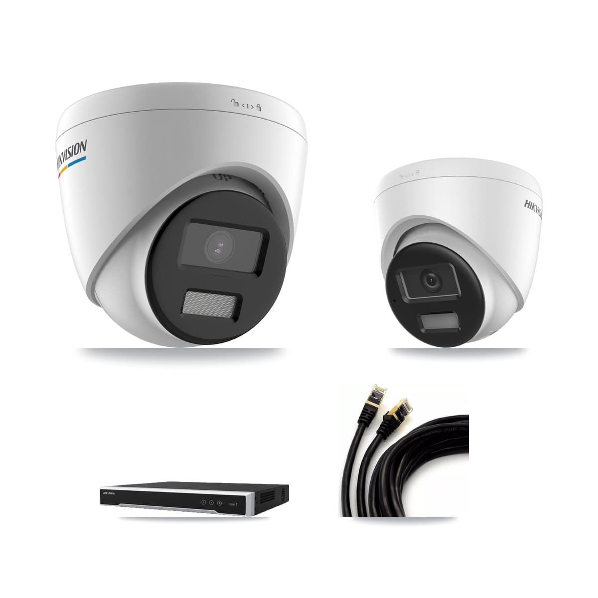 Hikvision 8-Channel 2MP – 4K CCTV Kit — 1 2MP + 1 4K Turret Cameras + 3TB Recording (DS-7608NI-M2 Recorder)