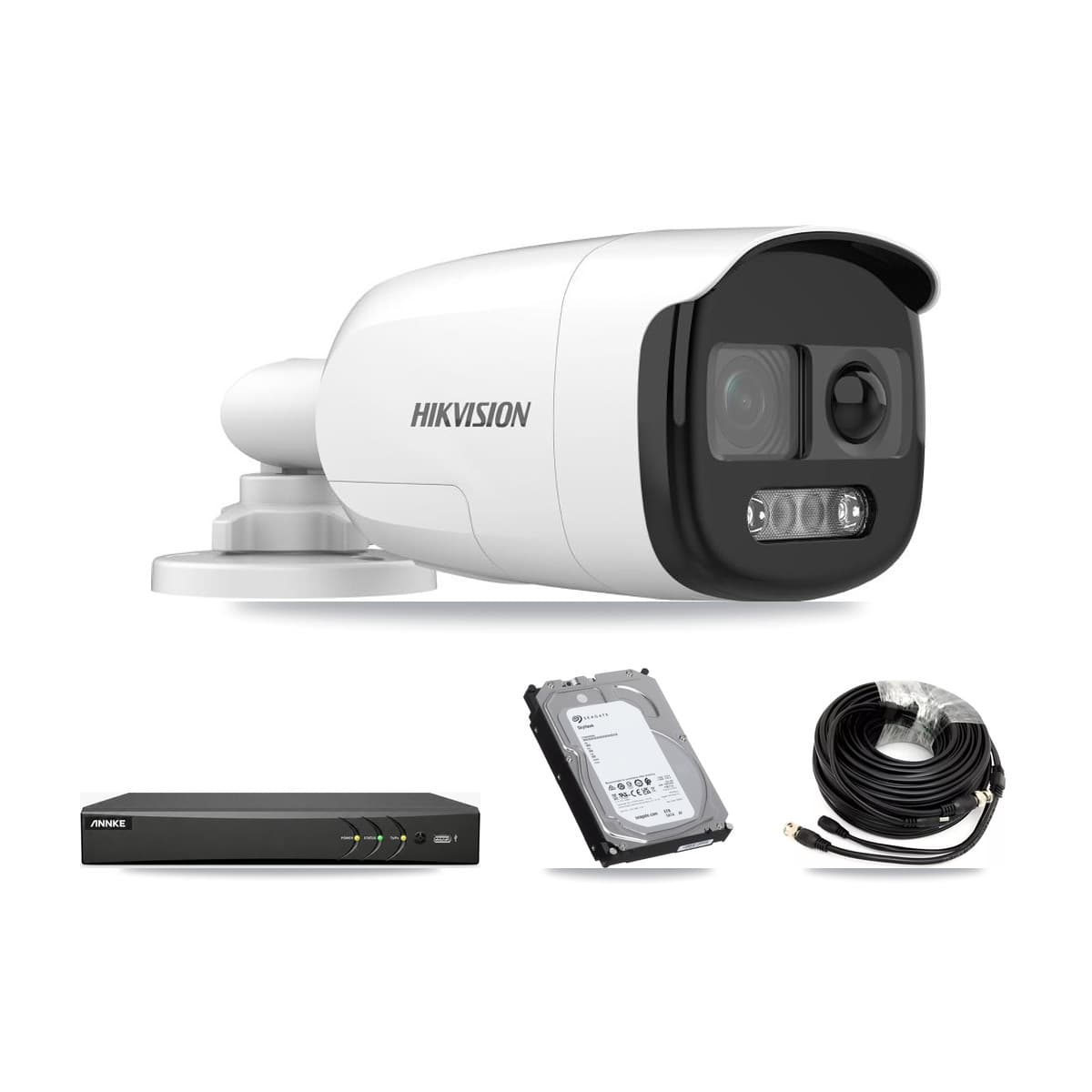 Hikvision & ANNKE 4-Channel 5MP CCTV Kit — 2 DS-2CE12KF3T Bullet Cameras + 6TB Recording