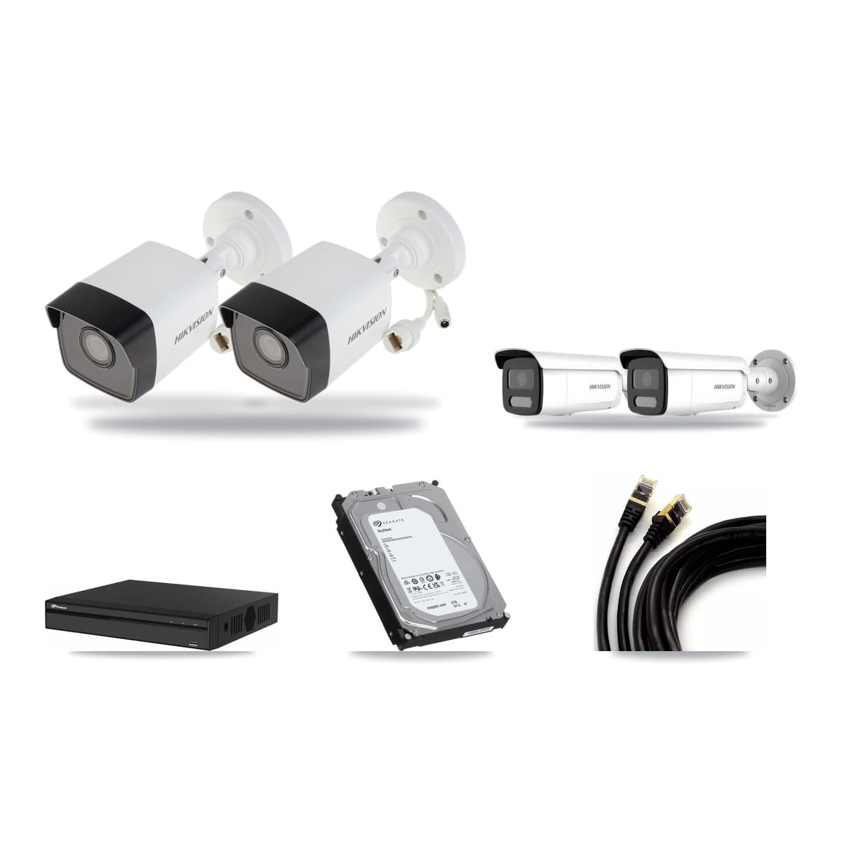 Hikvision & Prolux 4-Channel 4MP – 5MP CCTV Kit — 2 5MP + 2 4MP Bullet Cameras + 6TB Recording - Image 1
