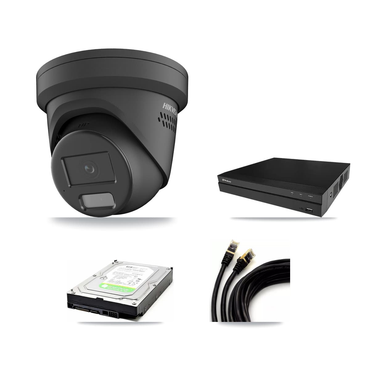 Hikvision & Prolux 8-Channel 4MP CCTV Kit — 1 Black Turret Camera + 1TB Recording