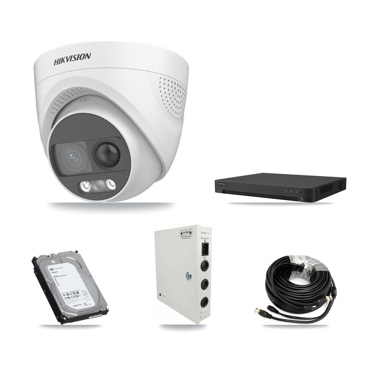 Hikvision 16-Channel 5MP CCTV Kit — 10 DS-2CE72KF3T Turret Cameras + 6TB Recording (IDS-7216HUHI Recorder)