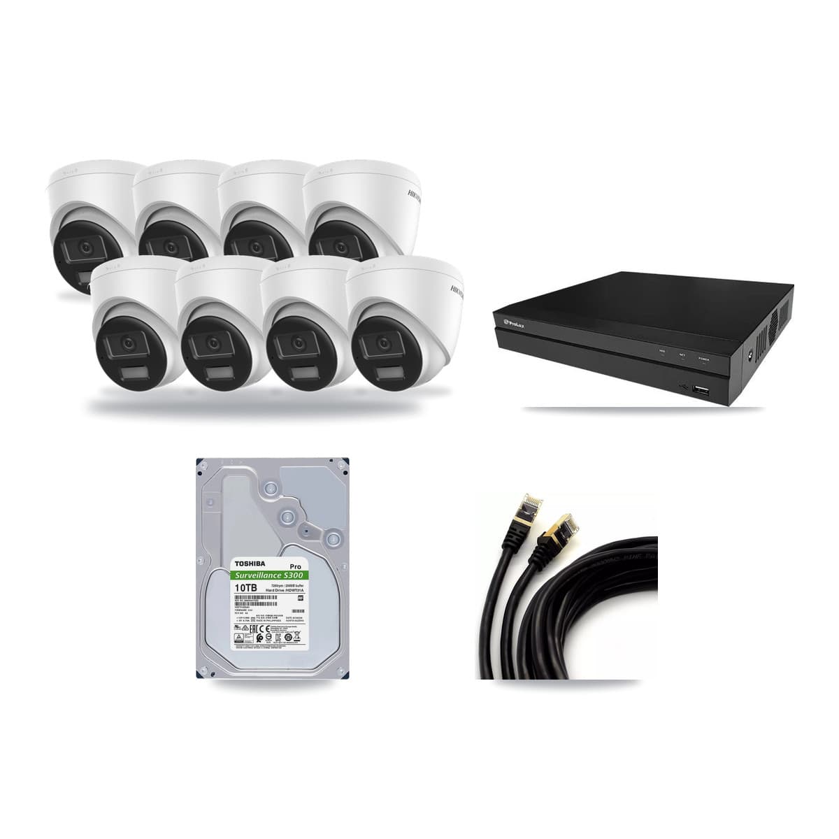 Hikvision & Prolux 8-Channel 4K CCTV Kit — 8 DS-2CD1383G2-LIU Turret Cameras + 10TB Recording (PXN-2108HS-8P-4K Recorder) - Image 1