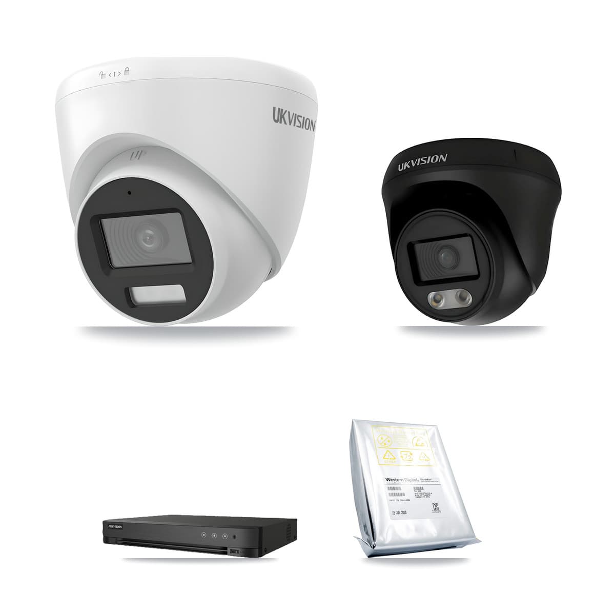 Hikvision iDS-7208HUHI-M1/E 8-Channel DVR CCTV Kit — 3× UKVISION 4K Cameras + 8TB HDD