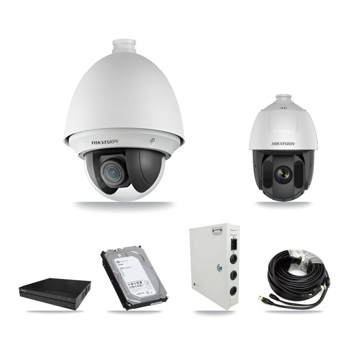 Hikvision & Prolux 8-Channel 2MP CCTV Kit — 7 DS-2AE4225T + 1 DS-2AE5225TI PTZ Cameras + 6TB Recording (PXD-5208AN Recorder)