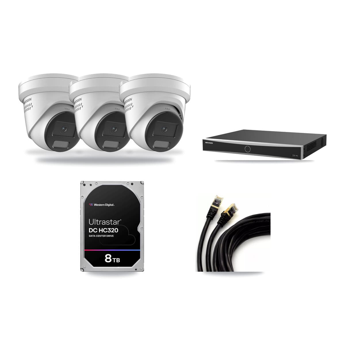 Hikvision 16-Channel 4K CCTV Kit — 3 DS-2CD2387G2H Turret Cameras + 8TB Recording (DS-7616NXI Recorder) - Image 1