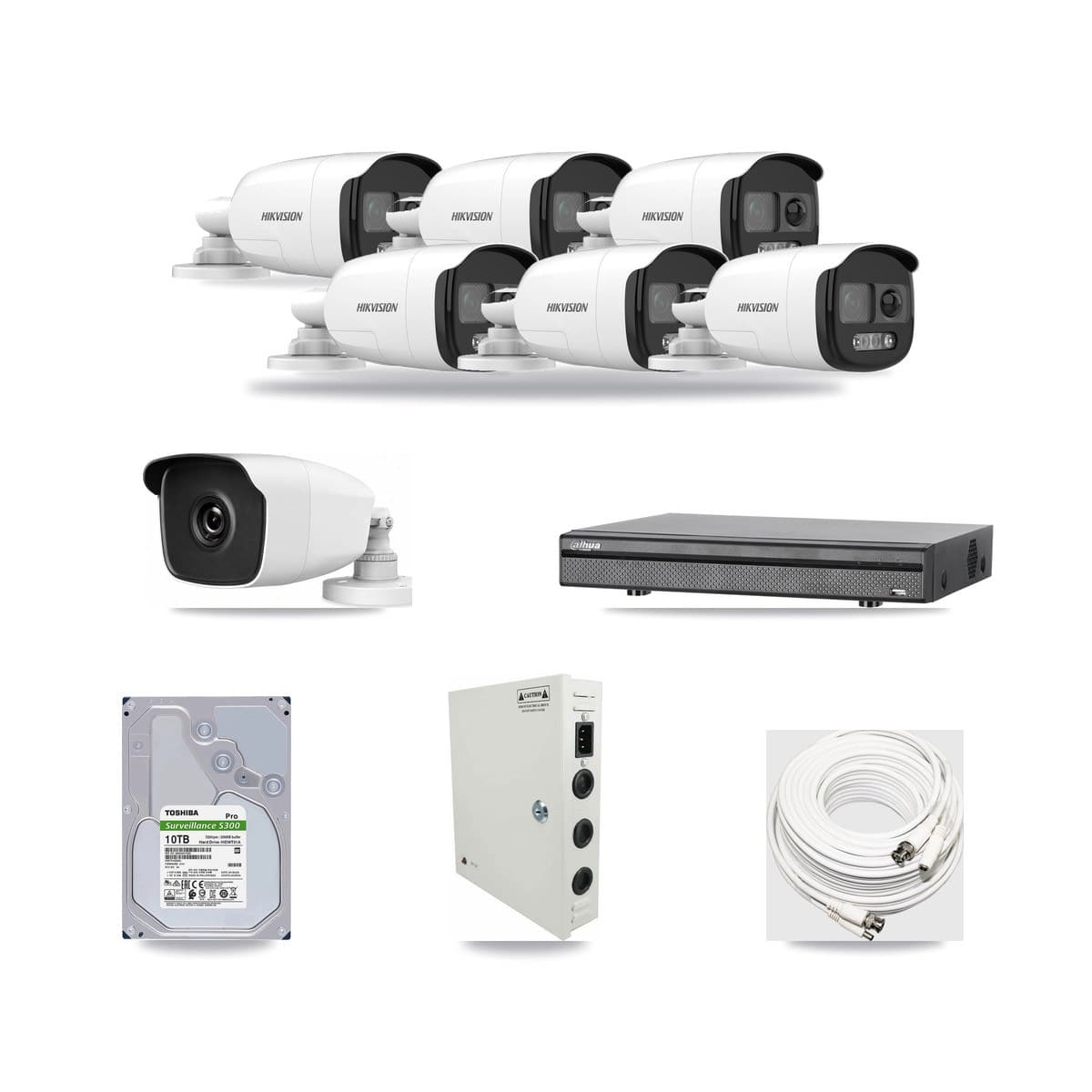 8-Channel 3MP – 5MP CCTV Kit — 6 5MP + 1 3MP Bullet Cameras + 10TB Recording - Image 1