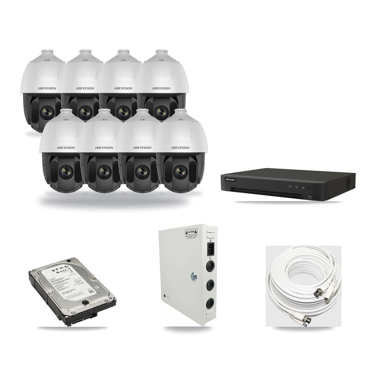 Hikvision 16-Channel 2MP CCTV Kit — 8 DS-2AE5225TI PTZ Cameras + 5TB Recording (IDS-7216HQHI Recorder) - Image 1