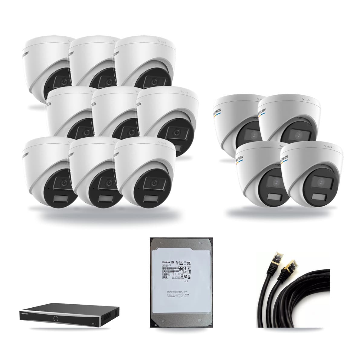 Hikvision 16-Channel 2MP – 4MP CCTV Kit — 4 2MP + 9 4MP Turret Cameras + 14TB Recording (DS-7616NXI Recorder) - Image 1