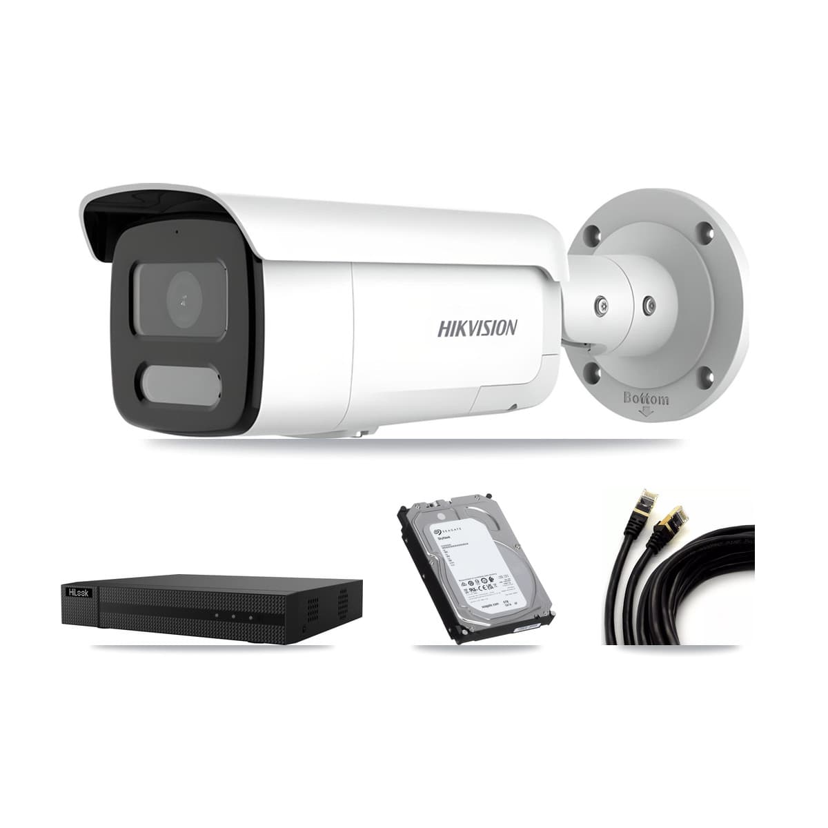 Hikvision & HiLook 8-Channel 4MP CCTV Kit — 8 Bullet Cameras + 6TB Recording (NVR-108MH-D Recorder)