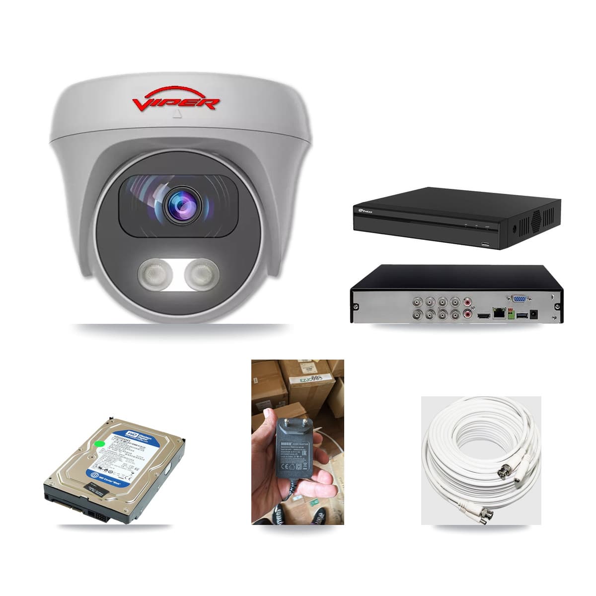 Viper & Prolux 8-Channel 5MP CCTV Kit — 1 White Camera + 500GB Recording (PXD-5108HS Recorder) - Image 1