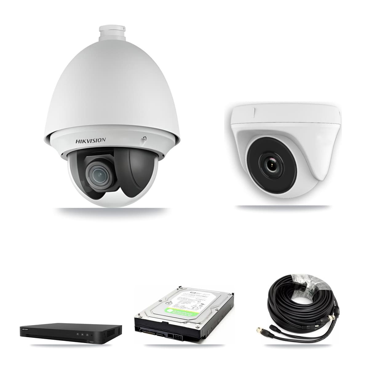 Hikvision 16-Channel 2MP CCTV Kit — 1 PTZ + 1 White Dome Cameras + 1TB Recording (DS-7216HGHI Recorder)