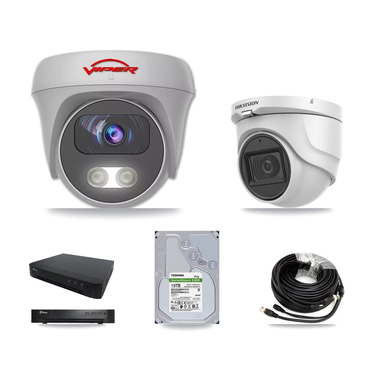16-Channel 5MP CCTV Kit — 2 DS-2CE76H0T Turret + 6 VIPER-5MP-3K Cameras + 10TB Recording - Image 1