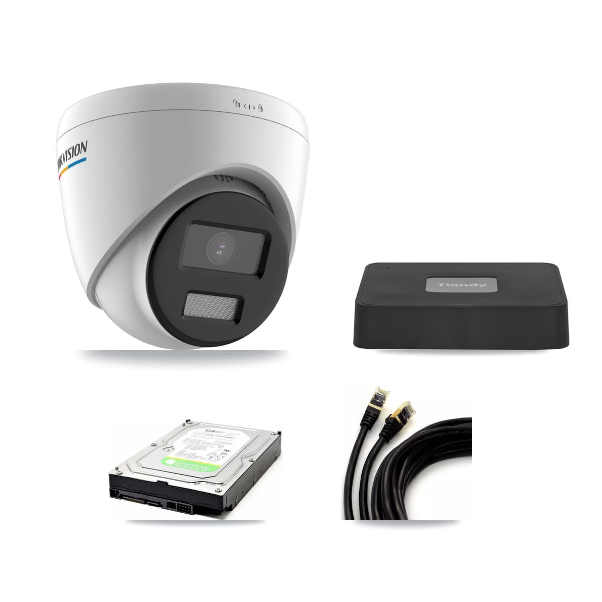 Hikvision & Tiandy 4-Channel 2MP CCTV Kit — 2 Turret Cameras + 1TB Recording