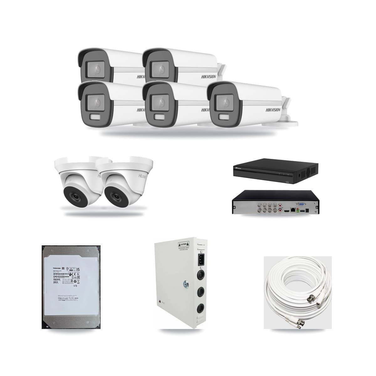 8-Channel 4MP – 4K CCTV Kit — 5 4K Bullet + 2 4MP Turret Cameras + 14TB Recording - Image 1