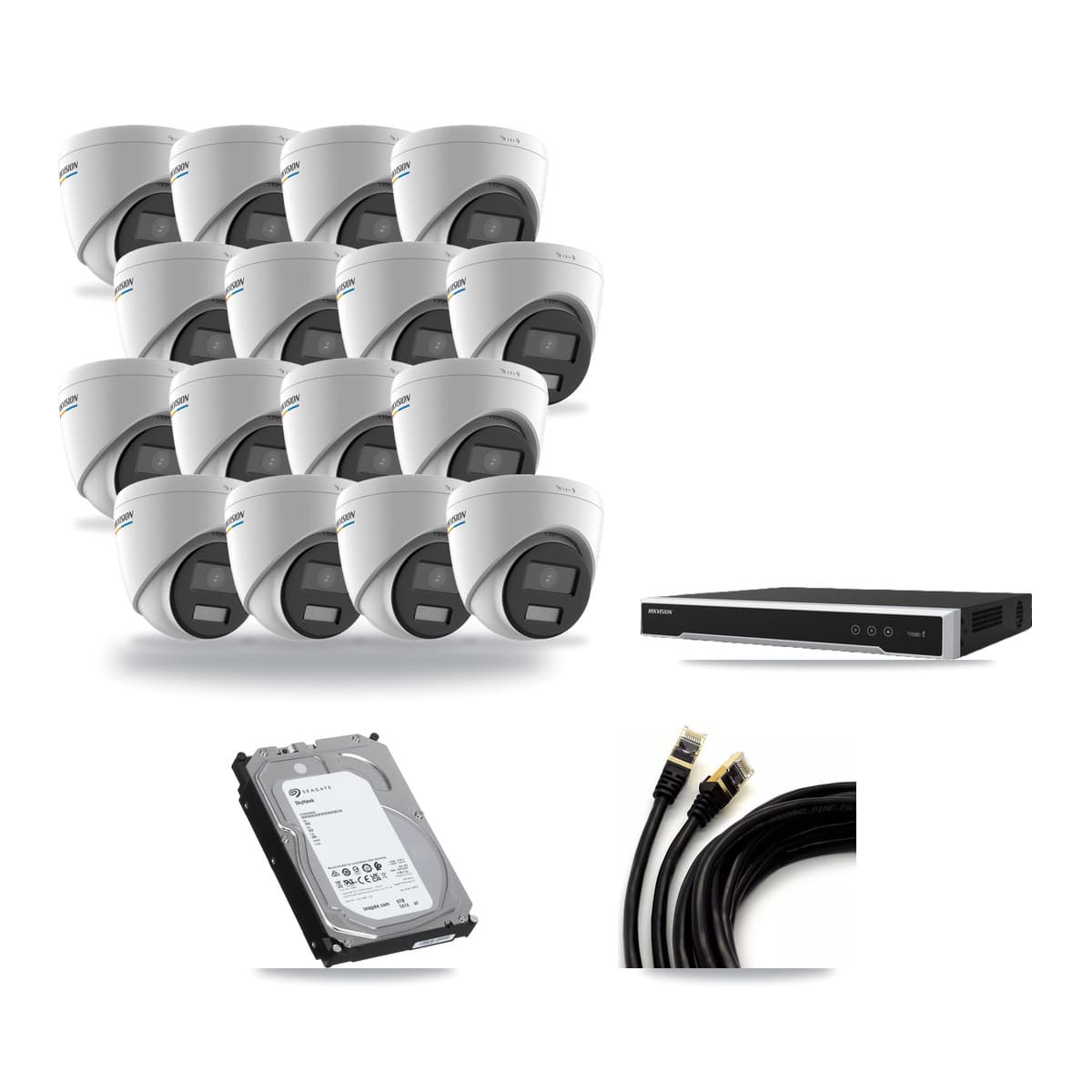 Hikvision 16-Channel 2MP CCTV Kit — 16 Turret Cameras + 6TB Recording (DS-7616NI-M2 Recorder) - Image 1