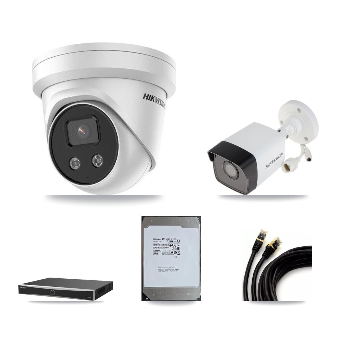 Hikvision 16-Channel 5MP CCTV Kit — 3 DS-2CD1053G0 Bullet + 6 DS-2CD3356G2 Turret Cameras + 14TB Recording