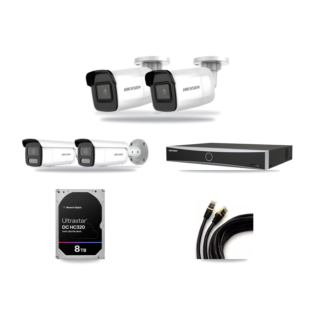 Hikvision 4-Channel 4MP – 4K CCTV Kit — 2 4K + 2 4MP Bullet Cameras + 8TB Recording - Image 1