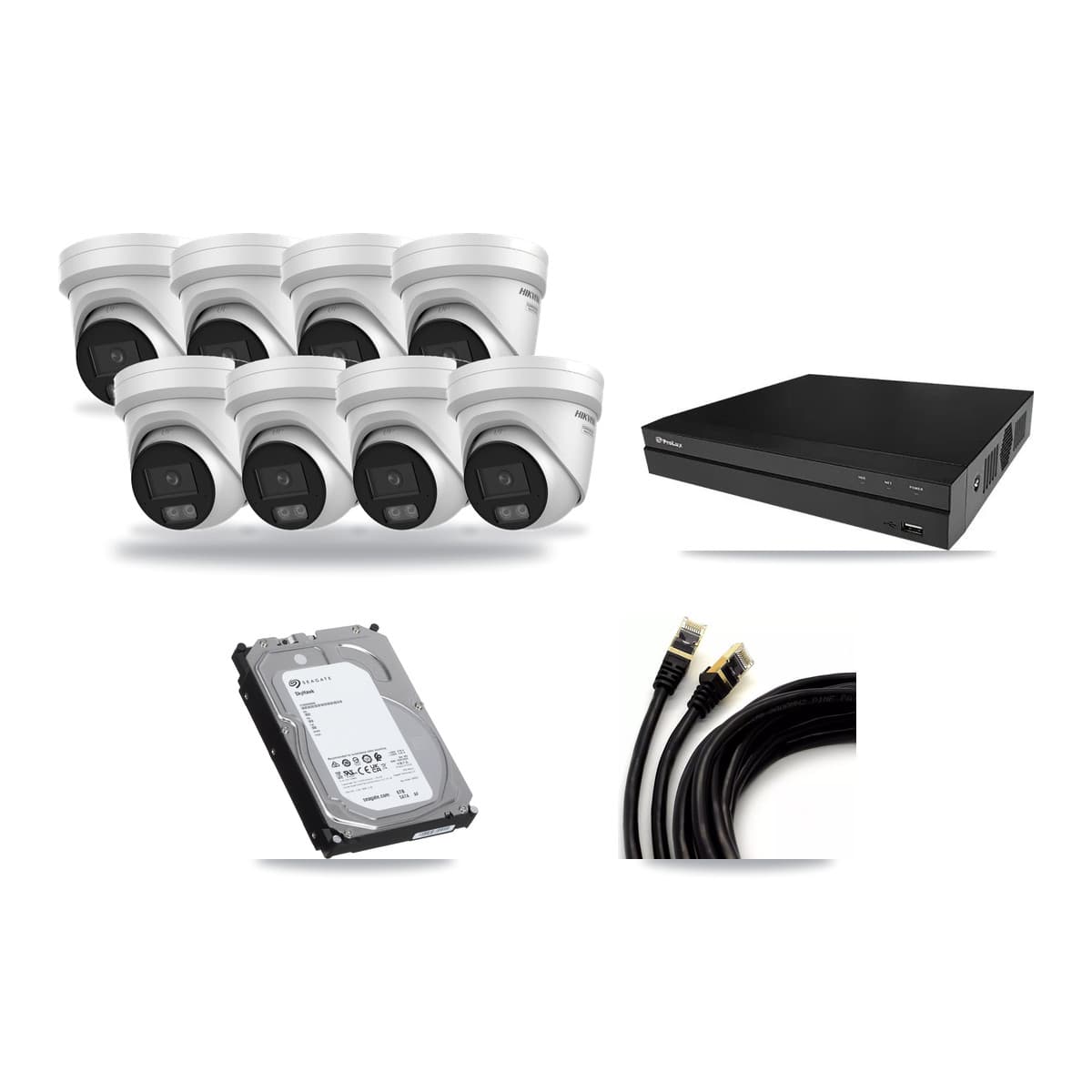 Hikvision & Prolux 8-Channel 4K CCTV Kit — 8 DS-2CD2387G3 Turret Cameras + 6TB Recording - Image 1