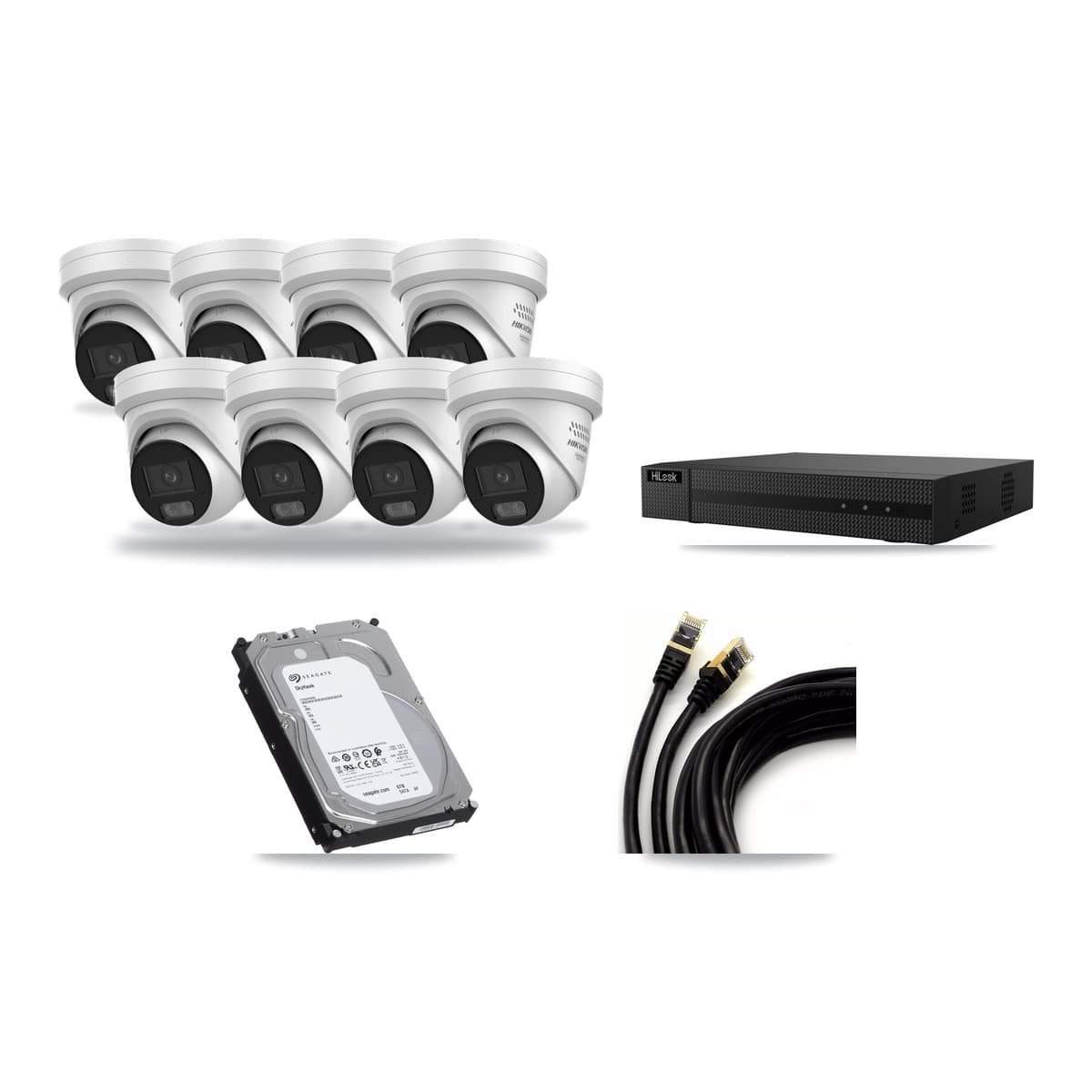 HiLook 8-Channel 4MP CCTV Kit — 8 DS-2CD2347G3 Turret Cameras + 6TB Recording (NVR-108MH-D Recorder) - Image 1