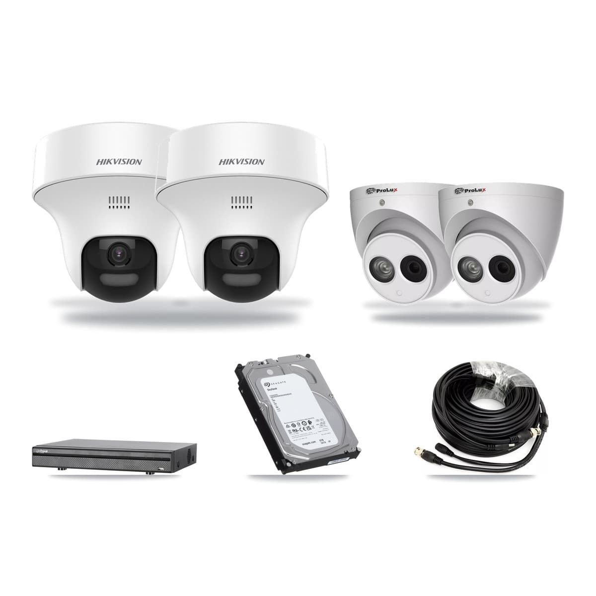 8-Channel 4MP – 5MP CCTV Kit — 2 DS-2CE70K0T 5MP + 2 PXC-612C4W-A 4MP Turret Cameras + 6TB Recording - Image 1