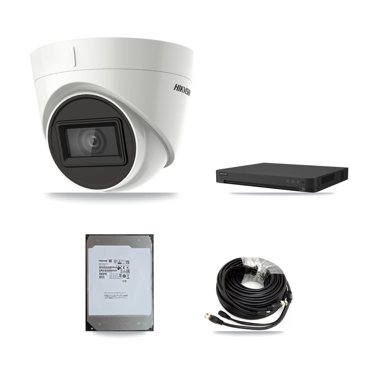 Hikvision 16-Channel 4K CCTV Kit — 4 DS-2CE78U1T Turret Cameras + 14TB Recording
