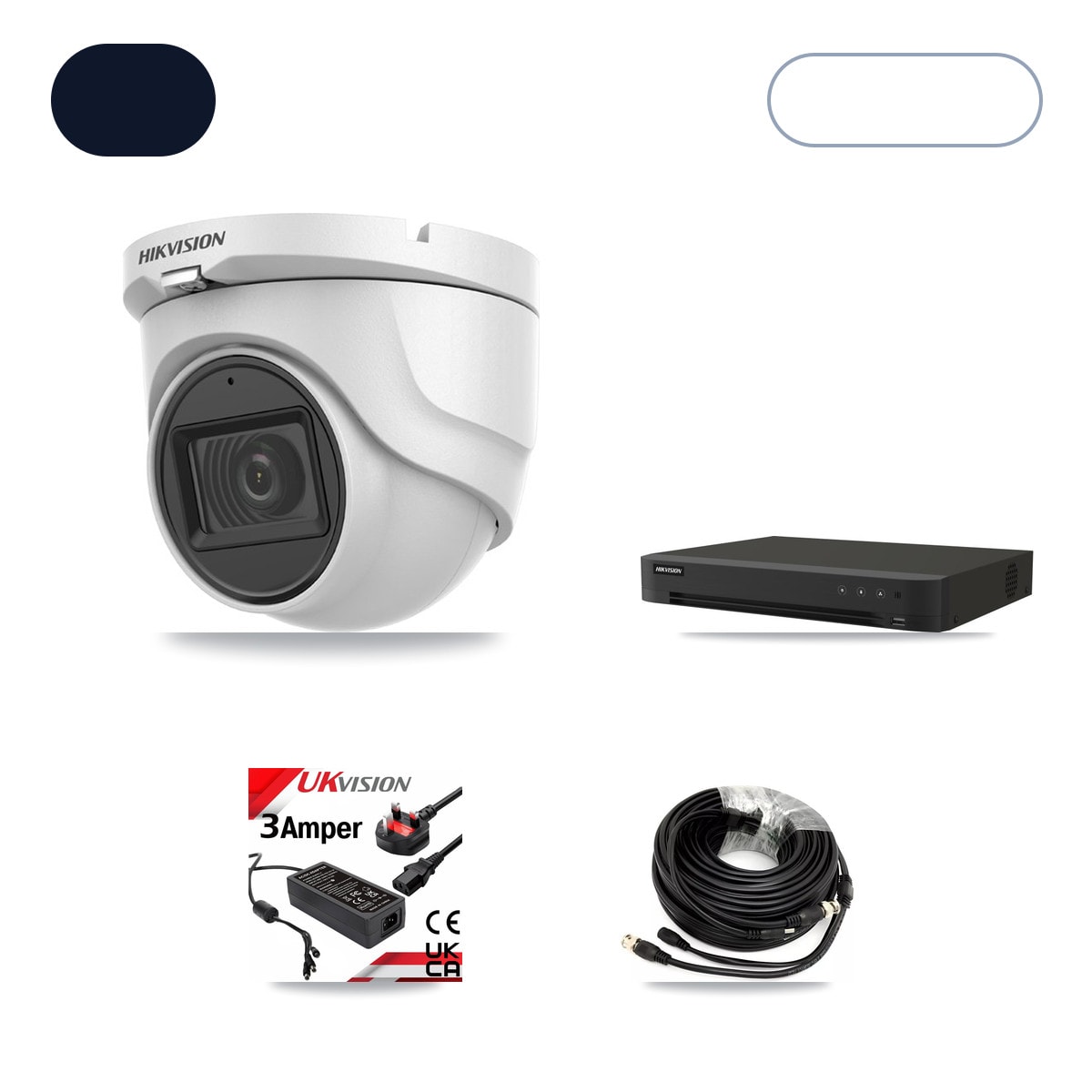 Hikvision IDS-7208HUHI-M1/XT 8-Channel DVR CCTV Kit — 4× DS-2CE76H0T-ITMFS 5MP Cameras + 6TB HDD