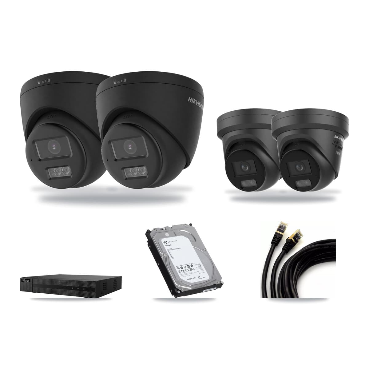 Hikvision & HiLook 8-Channel 4K CCTV Kit — 2 DS-2CD1383G2 + 2 DS-2CD2387G3 Turret Cameras + 6TB Recording - Image 1