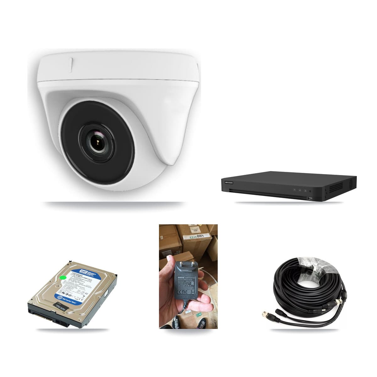 Hikvision 16-Channel 2MP CCTV Kit — 1 White Dome Camera + 500GB Recording (IDS-7216HUHI Recorder)