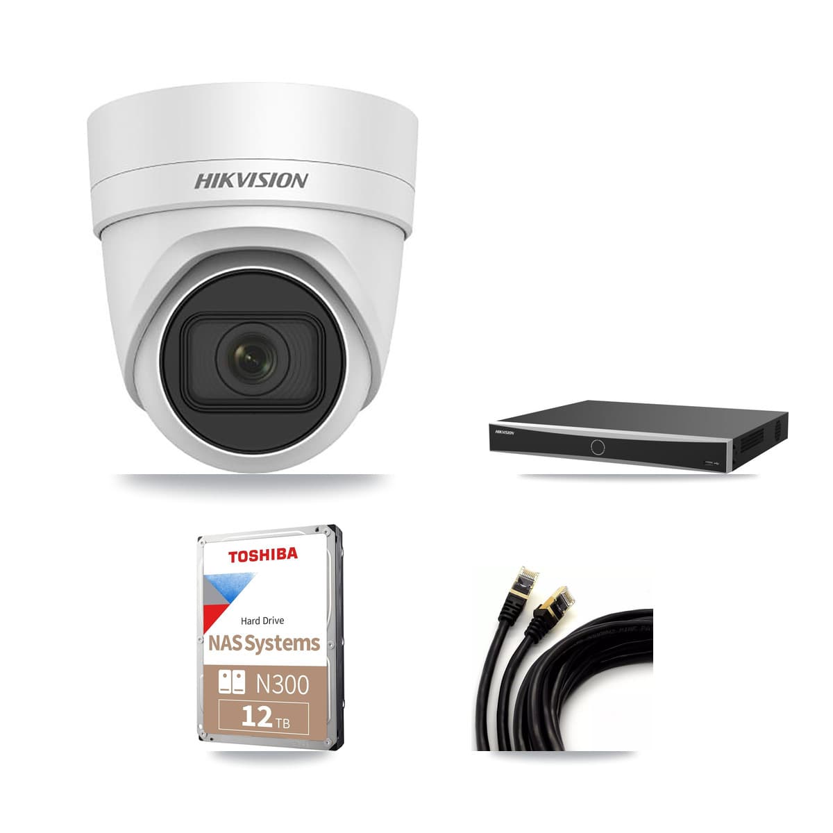 Hikvision 16-Channel 4K CCTV Kit — 9 DS-2CD2H83G0 Turret Cameras + 2× 12TB Recording (DS-7616NXI Recorder)