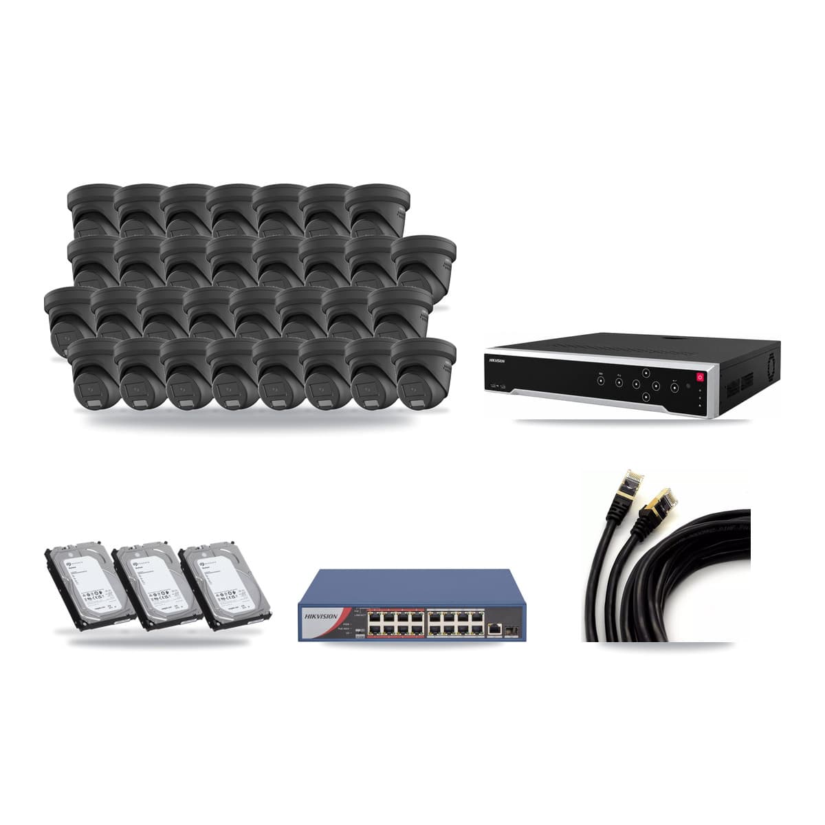 Hikvision 32-Channel 4MP CCTV Kit — 31 Turret Cameras + 3× 6TB Recording - Image 1