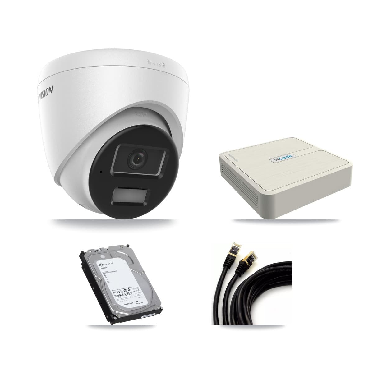Hikvision & HiLook 8-Channel 4MP CCTV Kit — 8 DS-2CD1343G2 Turret Cameras + 6TB Recording (NVR-108H-D Recorder)