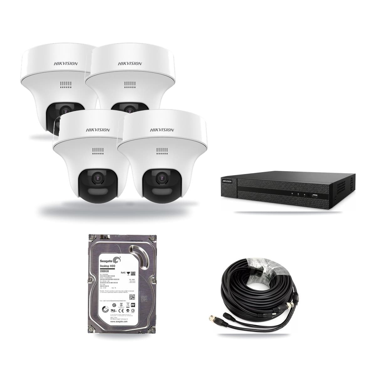 Hikvision 8-Channel 5MP CCTV Kit — 4 DS-2CE70K0T Turret Cameras + 2TB Recording (DVR-8CH Recorder) - Image 1