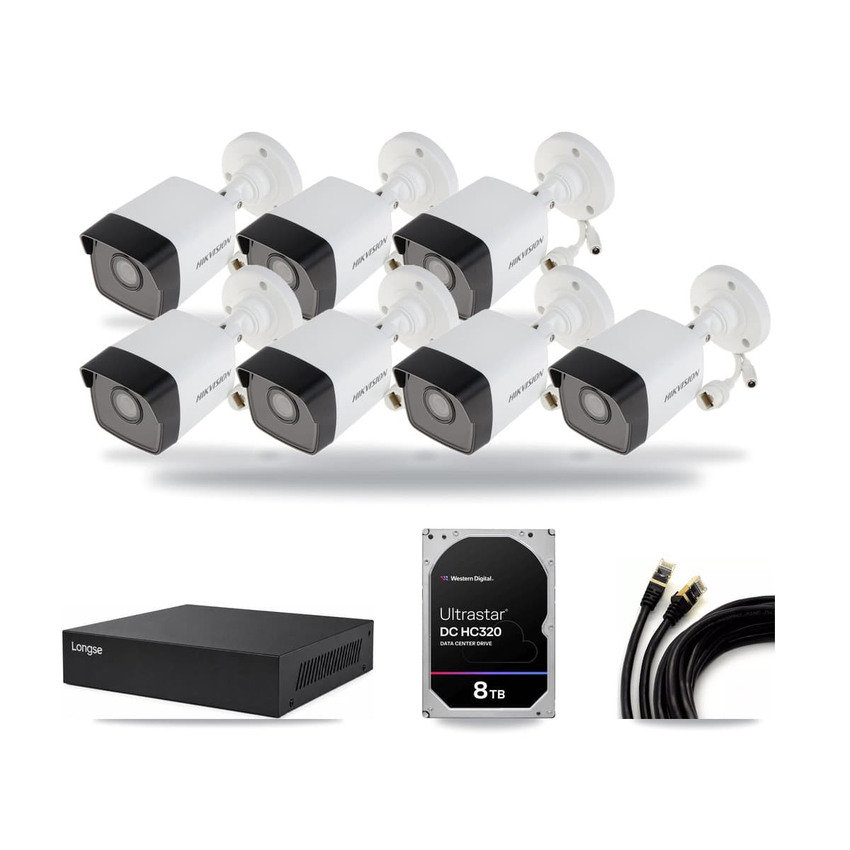 Hikvision & Longse 8-Channel 5MP CCTV Kit — 7 Bullet Cameras + 8TB Recording - Image 1