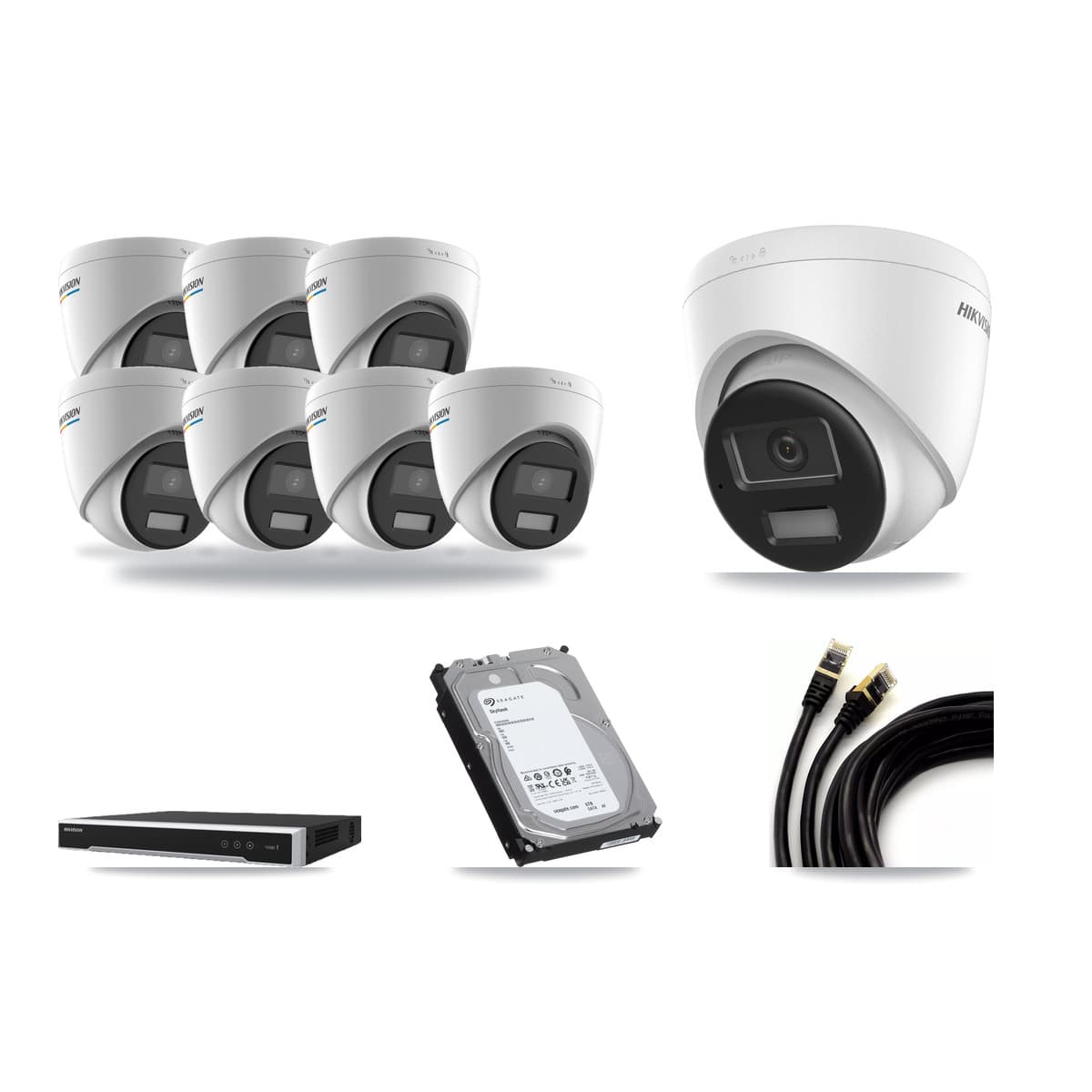 Hikvision 16-Channel 2MP – 4K CCTV Kit — 7 2MP + 1 4K Turret Cameras + 6TB Recording (DS-7616NI-M2 Recorder) - Image 1