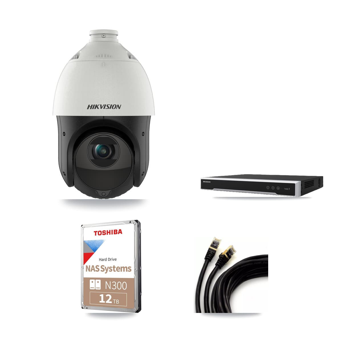 Hikvision 16-Channel 4MP CCTV Kit — 9 DS-2DE4425IW PTZ Cameras + 12TB Recording (DS-7616NI-M2 Recorder) - Image 1