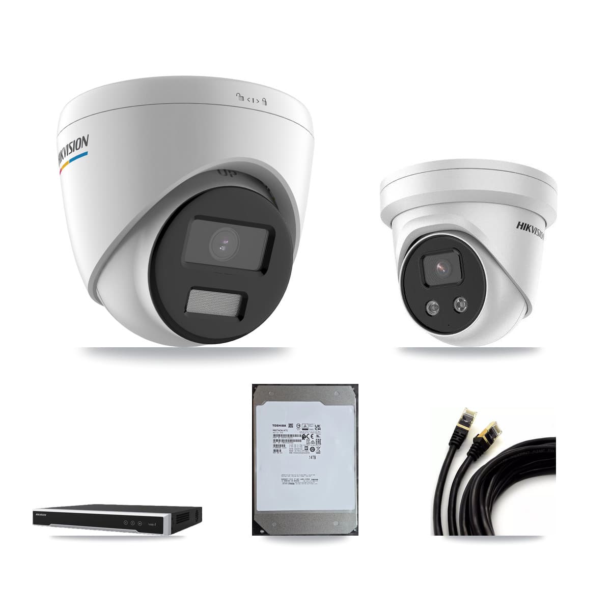 Hikvision 16-Channel 2MP – 5MP CCTV Kit — 10 2MP + 5 5MP Turret Cameras + 14TB Recording (DS-7616NI-M2 Recorder)