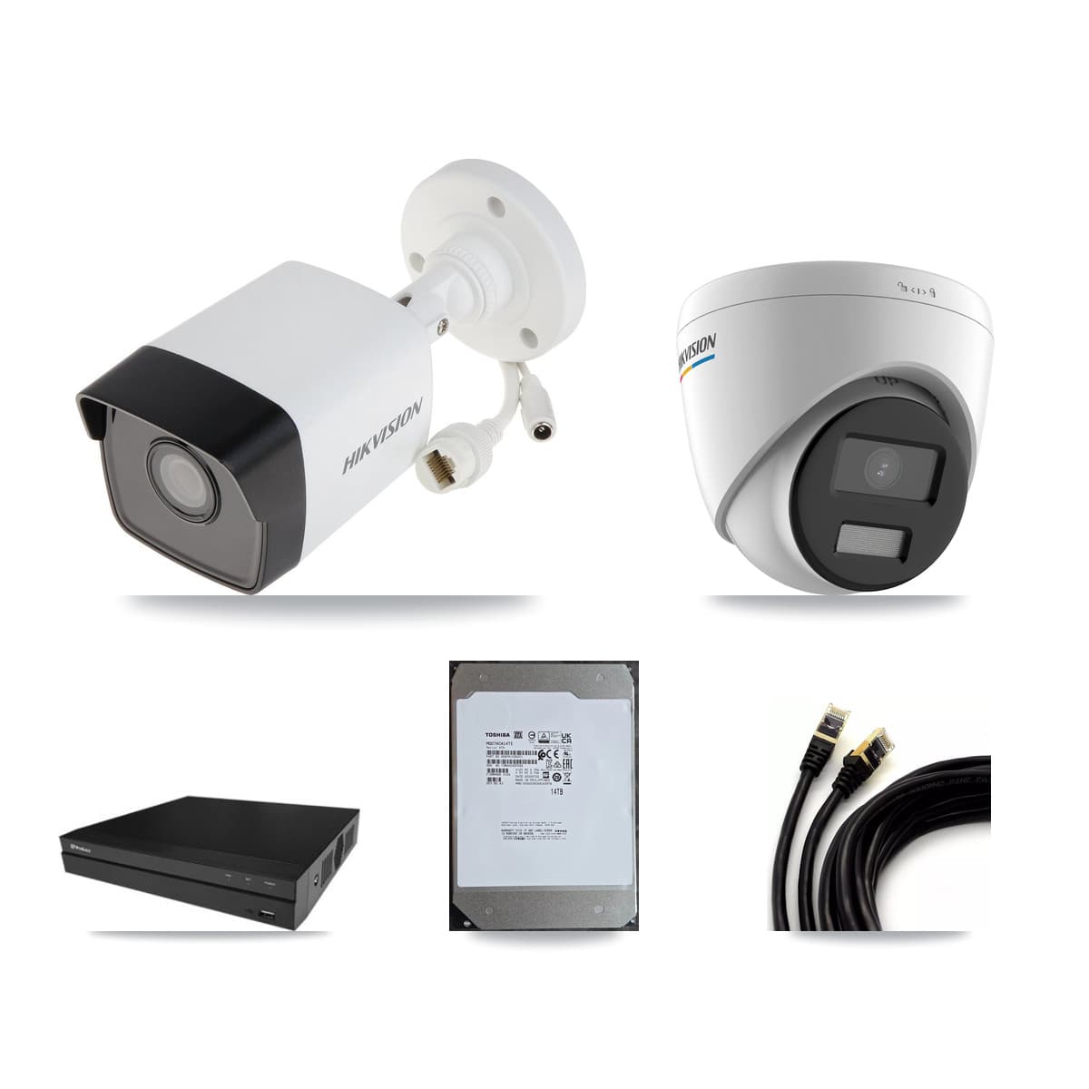 Hikvision & Prolux 16-Channel 2MP – 5MP CCTV Kit — 9 5MP Bullet + 4 2MP Turret Cameras + 14TB Recording